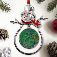 Peacock Paradise Jungle Metal Snowman Ornament by Bedest