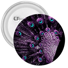 Purple Peacock 3  Buttons by Bedest