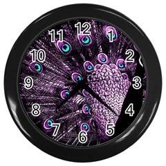 Purple Peacock Wall Clock (black)