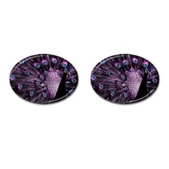 Purple Peacock Cufflinks (oval) by Bedest