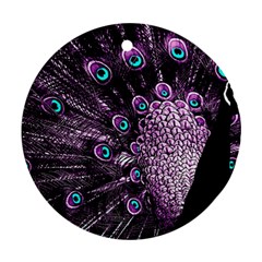 Purple Peacock Round Ornament (two Sides) by Bedest