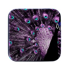 Purple Peacock Square Metal Box (black) by Bedest