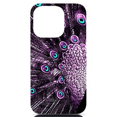 Purple Peacock Iphone 14 Pro Black Uv Print Case by Bedest