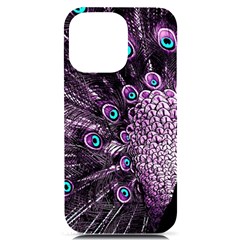 Purple Peacock Iphone 14 Pro Max Black Uv Print Case by Bedest