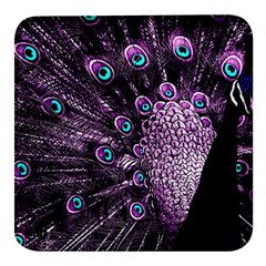 Purple Peacock Square Glass Fridge Magnet (4 Pack) by Bedest