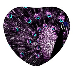 Purple Peacock Heart Glass Fridge Magnet (4 Pack) by Bedest