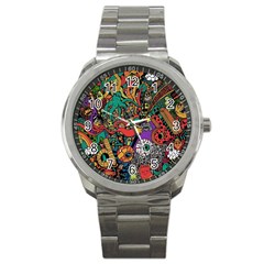 Cute Cartoon Doodle Sport Metal Watch by Bedest