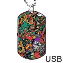 Cute Cartoon Doodle Dog Tag Usb Flash (one Side) by Bedest