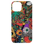 Cute Cartoon Doodle iPhone 14 Black UV Print Case Front