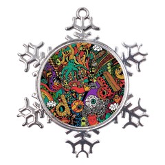 Cute Cartoon Doodle Metal Large Snowflake Ornament by Bedest