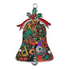 Cute Cartoon Doodle Metal Holly Leaf Bell Ornament by Bedest