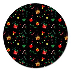 Christmas Pattern Texture Colorful Wallpaper Magnet 5  (round) by Ravend