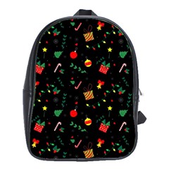 Christmas Pattern Texture Colorful Wallpaper School Bag (large) by Ravend