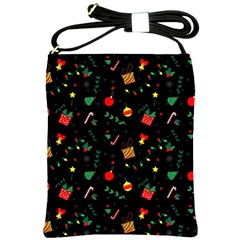 Christmas Pattern Texture Colorful Wallpaper Shoulder Sling Bag by Ravend