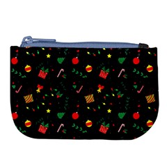 Christmas Pattern Texture Colorful Wallpaper Large Coin Purse by Ravend