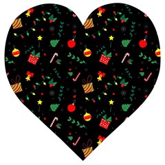 Christmas Pattern Texture Colorful Wallpaper Wooden Puzzle Heart by Ravend