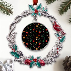 Christmas Pattern Texture Colorful Wallpaper Metal X mas Wreath Holly Leaf Ornament by Ravend