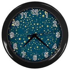 Star Golden Pattern Christmas Design White Gold Wall Clock (black) by Ravend