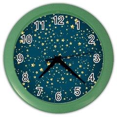 Star Golden Pattern Christmas Design White Gold Color Wall Clock by Ravend