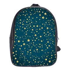 Star Golden Pattern Christmas Design White Gold School Bag (large) by Ravend