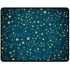 Star Golden Pattern Christmas Design White Gold Two Sides Fleece Blanket (medium) by Ravend