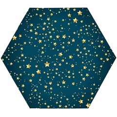 Star Golden Pattern Christmas Design White Gold Wooden Puzzle Hexagon by Ravend