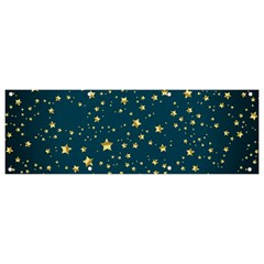 Star Golden Pattern Christmas Design White Gold Banner And Sign 9  X 3  by Ravend