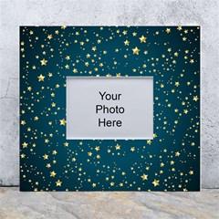 Star Golden Pattern Christmas Design White Gold White Wall Photo Frame 5  X 7  by Ravend