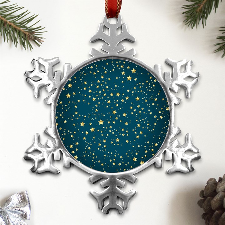 Star Golden Pattern Christmas Design White Gold Metal Small Snowflake Ornament