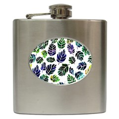 Leaves Watercolor Ornamental Decorative Design Hip Flask (6 Oz) by Ravend