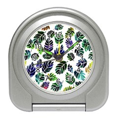 Leaves Watercolor Ornamental Decorative Design Travel Alarm Clock by Ravend