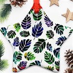 Leaves Watercolor Ornamental Decorative Design Star Ornament (Two Sides) Back