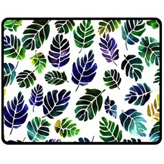 Leaves Watercolor Ornamental Decorative Design Fleece Blanket (medium) by Ravend