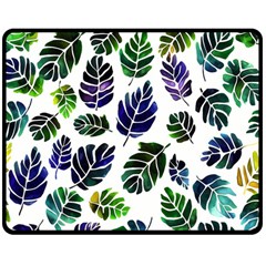 Leaves Watercolor Ornamental Decorative Design Two Sides Fleece Blanket (medium) by Ravend