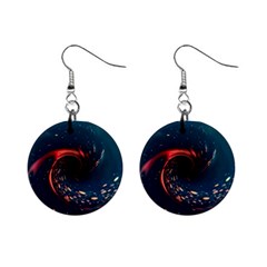 Fluid Swirl Spiral Twist Liquid Abstract Pattern Mini Button Earrings by Ravend