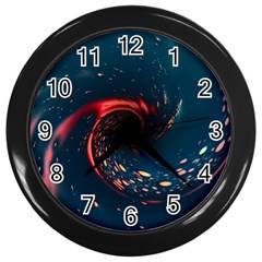 Fluid Swirl Spiral Twist Liquid Abstract Pattern Wall Clock (black) by Ravend