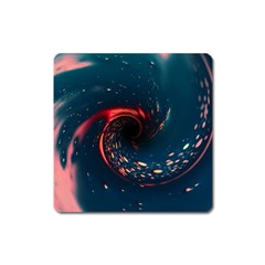 Fluid Swirl Spiral Twist Liquid Abstract Pattern Square Magnet by Ravend