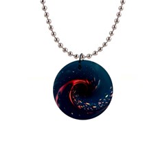 Fluid Swirl Spiral Twist Liquid Abstract Pattern 1  Button Necklace by Ravend