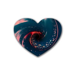 Fluid Swirl Spiral Twist Liquid Abstract Pattern Rubber Coaster (heart) by Ravend