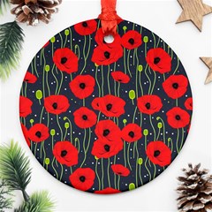 Background Poppies Flowers Seamless Ornamental Ornament (round) by Ravend