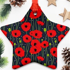 Background Poppies Flowers Seamless Ornamental Ornament (star) by Ravend