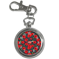 Background Poppies Flowers Seamless Ornamental Key Chain Watches by Ravend