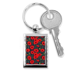 Background Poppies Flowers Seamless Ornamental Key Chain (rectangle) by Ravend