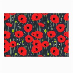 Background Poppies Flowers Seamless Ornamental Postcards 5  X 7  (pkg Of 10) by Ravend