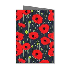 Background Poppies Flowers Seamless Ornamental Mini Greeting Cards (pkg Of 8) by Ravend