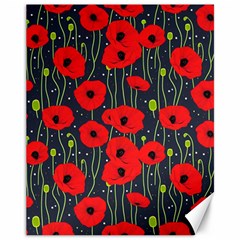 Background Poppies Flowers Seamless Ornamental Canvas 11  X 14  by Ravend