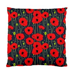 Background Poppies Flowers Seamless Ornamental Standard Cushion Case (two Sides) by Ravend