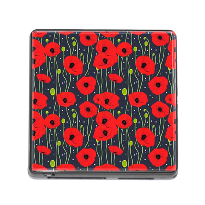 Background Poppies Flowers Seamless Ornamental Memory Card Reader (Square 5 Slot)