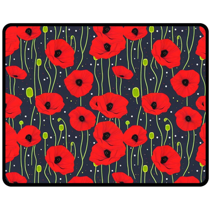 Background Poppies Flowers Seamless Ornamental Fleece Blanket (Medium)