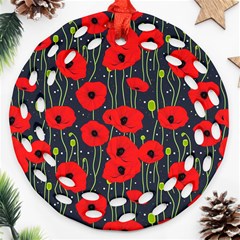 Background Poppies Flowers Seamless Ornamental Ornament (round Filigree) by Ravend